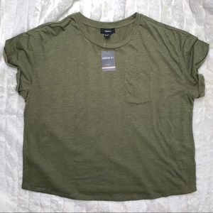 Forever 21 Plus Olive Green Cuffed Shirt